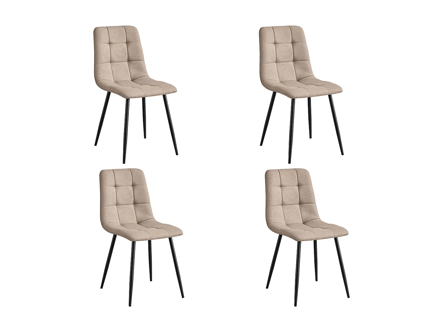 Pack de Sillas comedor Raf industrial marrón claro (4 sillas) tapizadas en tela