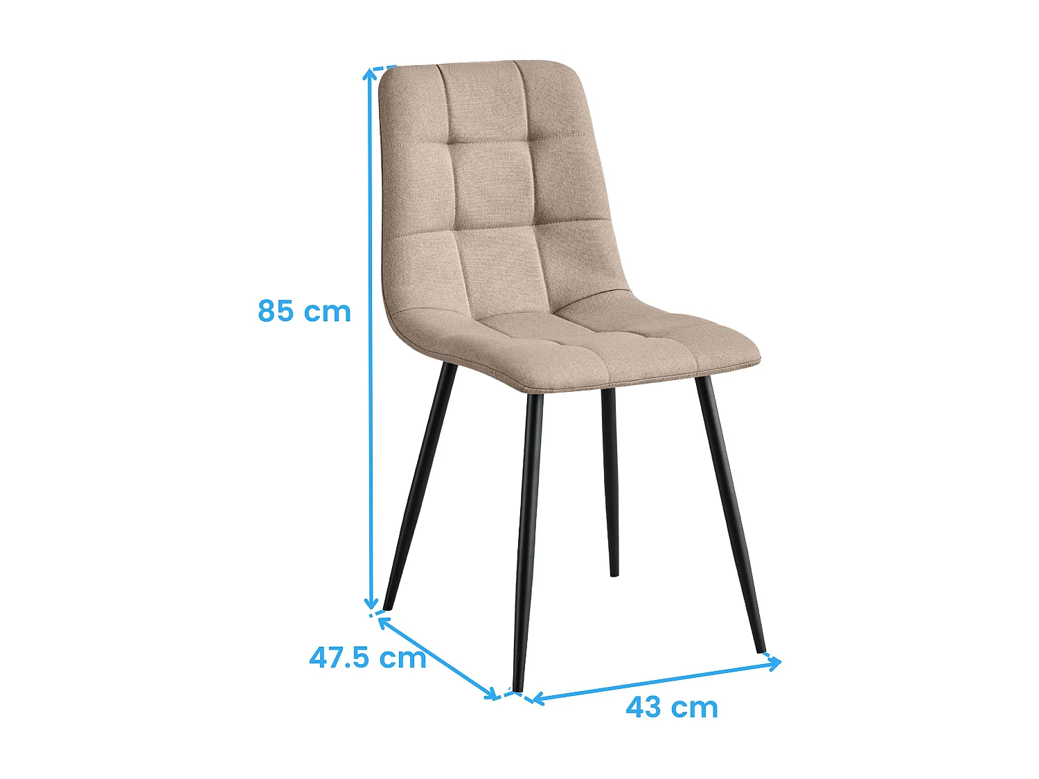 Pack de Sillas comedor Raf industrial marrón claro (4 sillas) tapizadas en tela