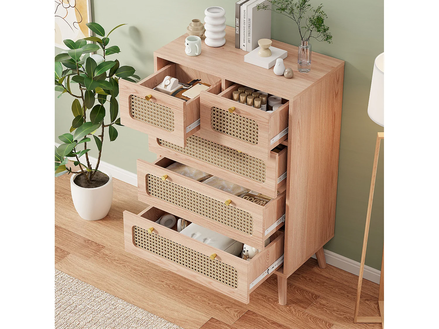 Armoire de rangement avec 5 tiroirs-armoire polyvalente pour salon chambre couloir