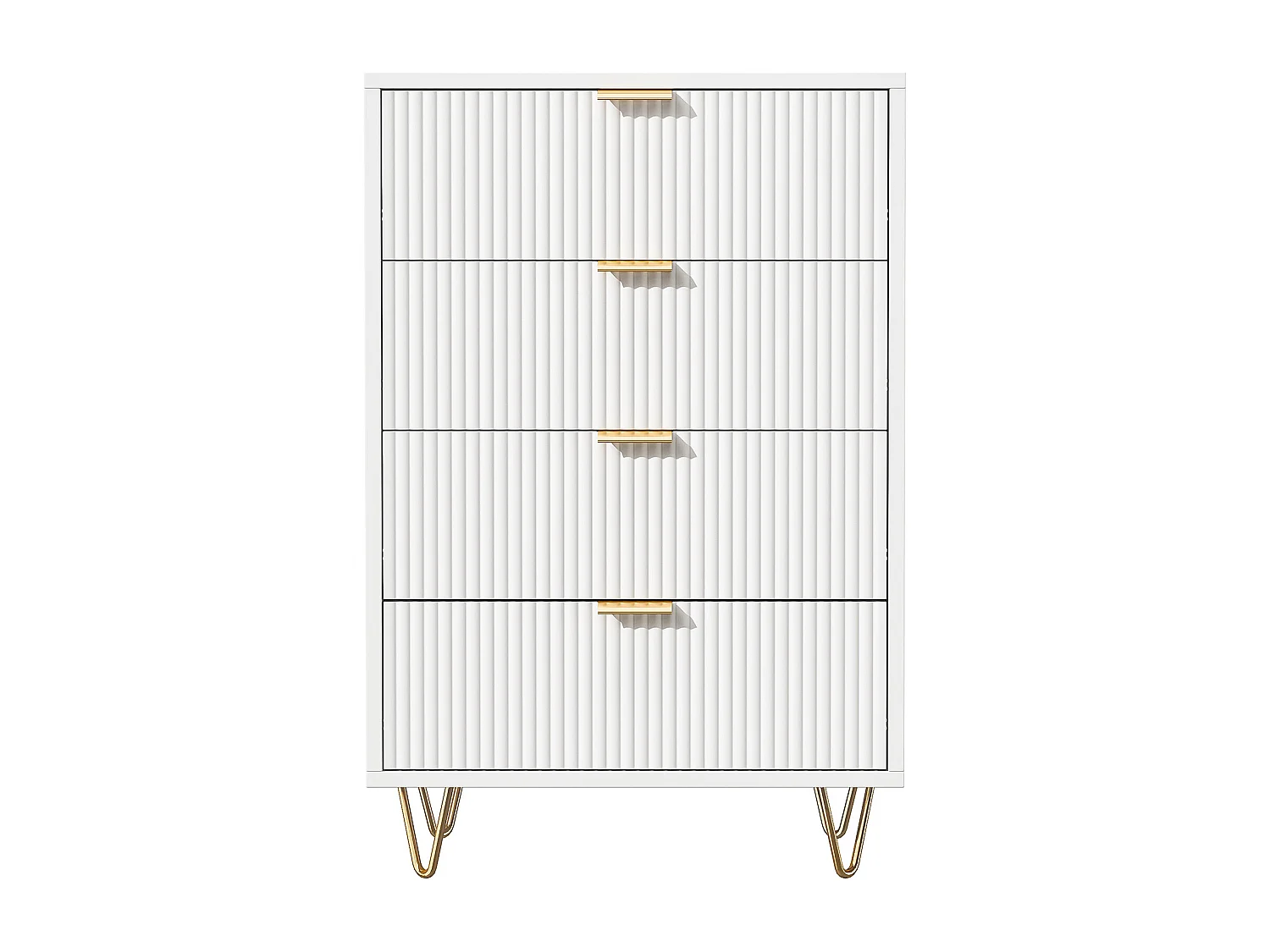 Armoire avec 4 tiroirs, commode de stockage avec pieds en métal, placard étroit pour salon chambre couloir-blanc