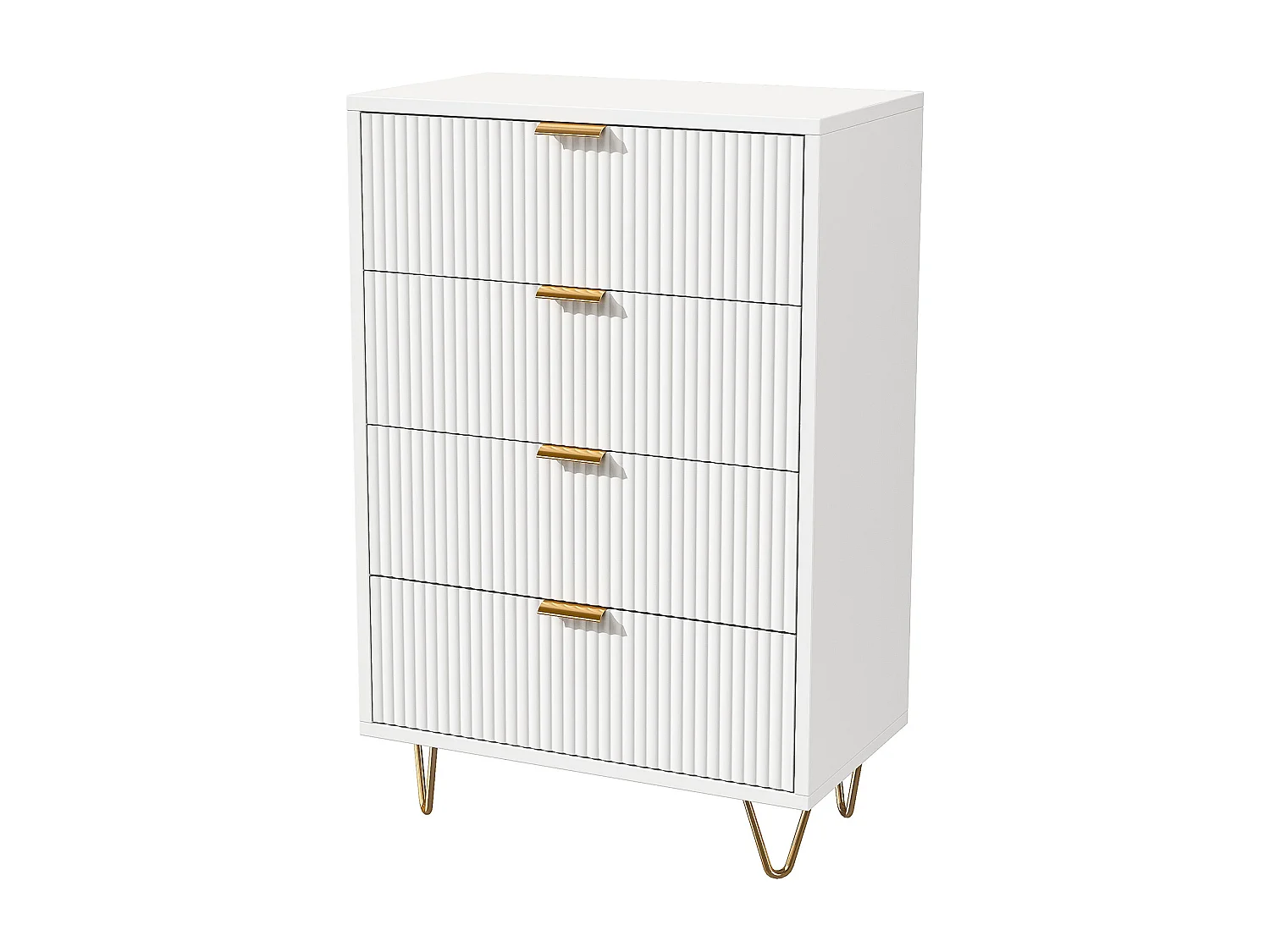 Armoire avec 4 tiroirs, commode de stockage avec pieds en métal, placard étroit pour salon chambre couloir-blanc