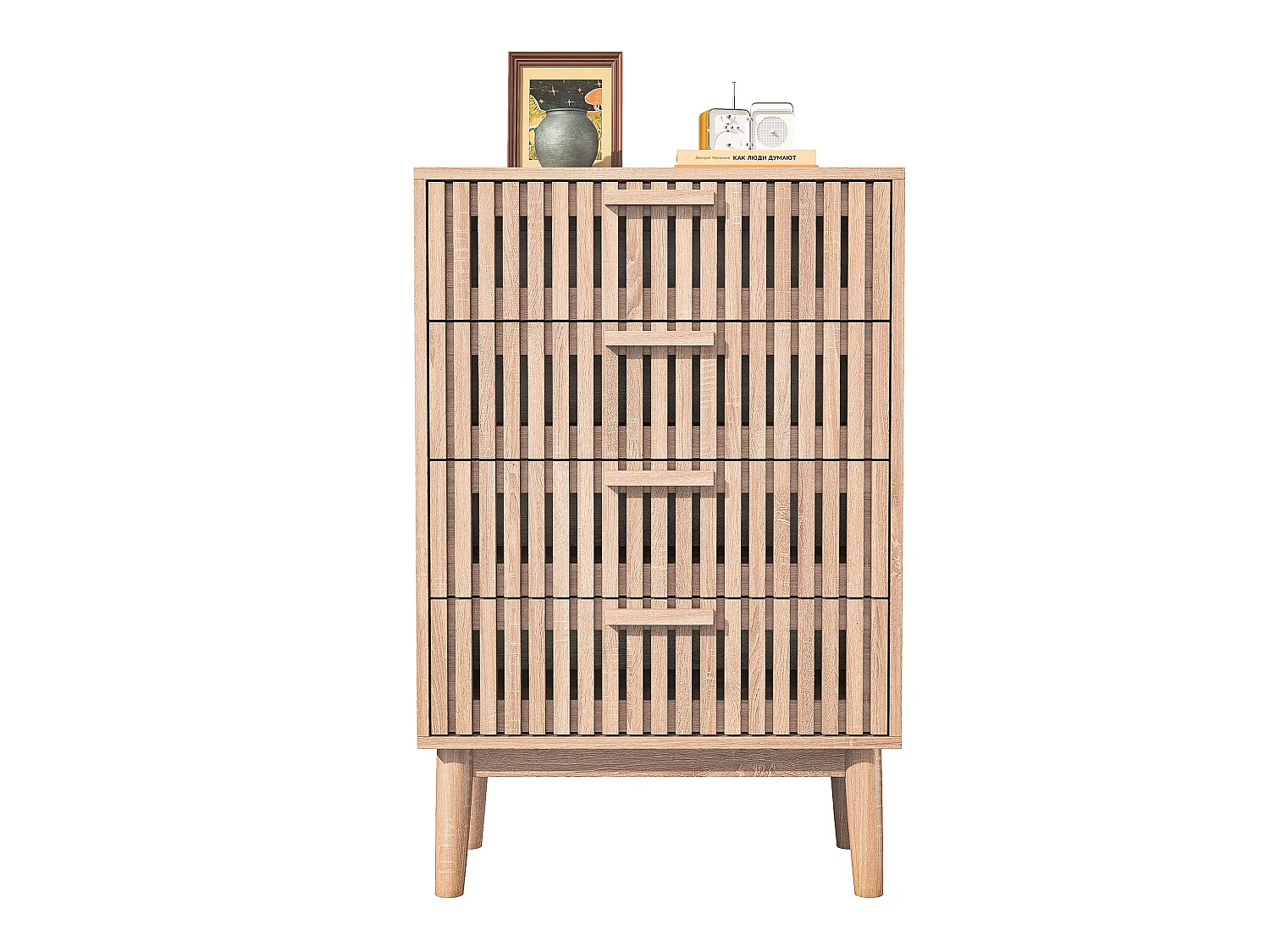 Armoires de campagne rétro avec 4 tiroirs - coffre de rangement en bois du salon - dresser de chambre