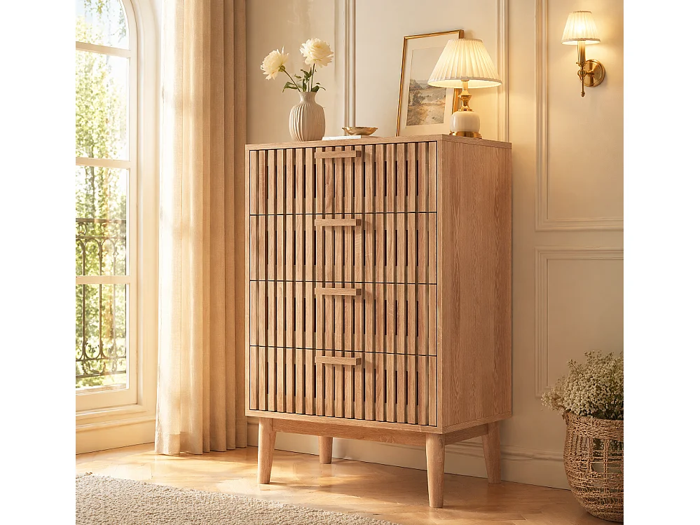 Armoires de campagne rétro avec 4 tiroirs - coffre de rangement en bois du salon - dresser de chambre