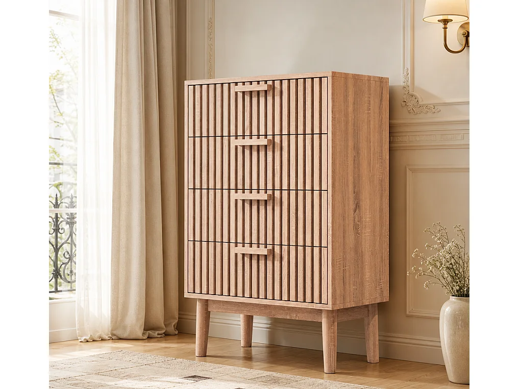 Armoires de campagne rétro avec 4 tiroirs - coffre de rangement en bois du salon - dresser de chambre