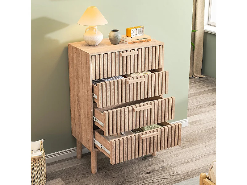 Armoires de campagne rétro avec 4 tiroirs - coffre de rangement en bois du salon - dresser de chambre