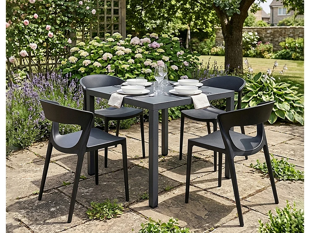 Tavolo da esterno 70×70 cm tavolo da giardino grigio antracite – Alan