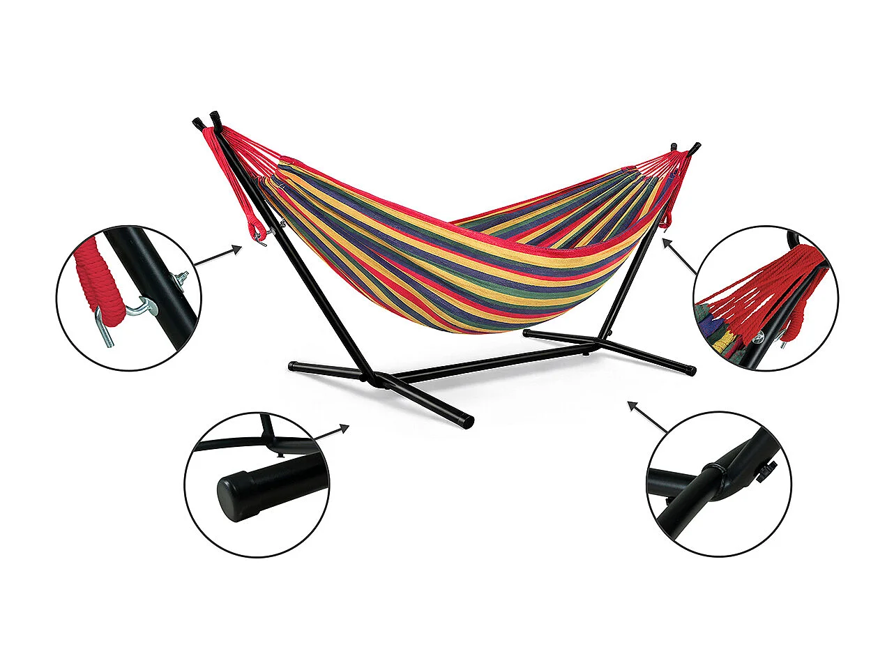 Amaca con supporto da giardino – Panama rosso mix