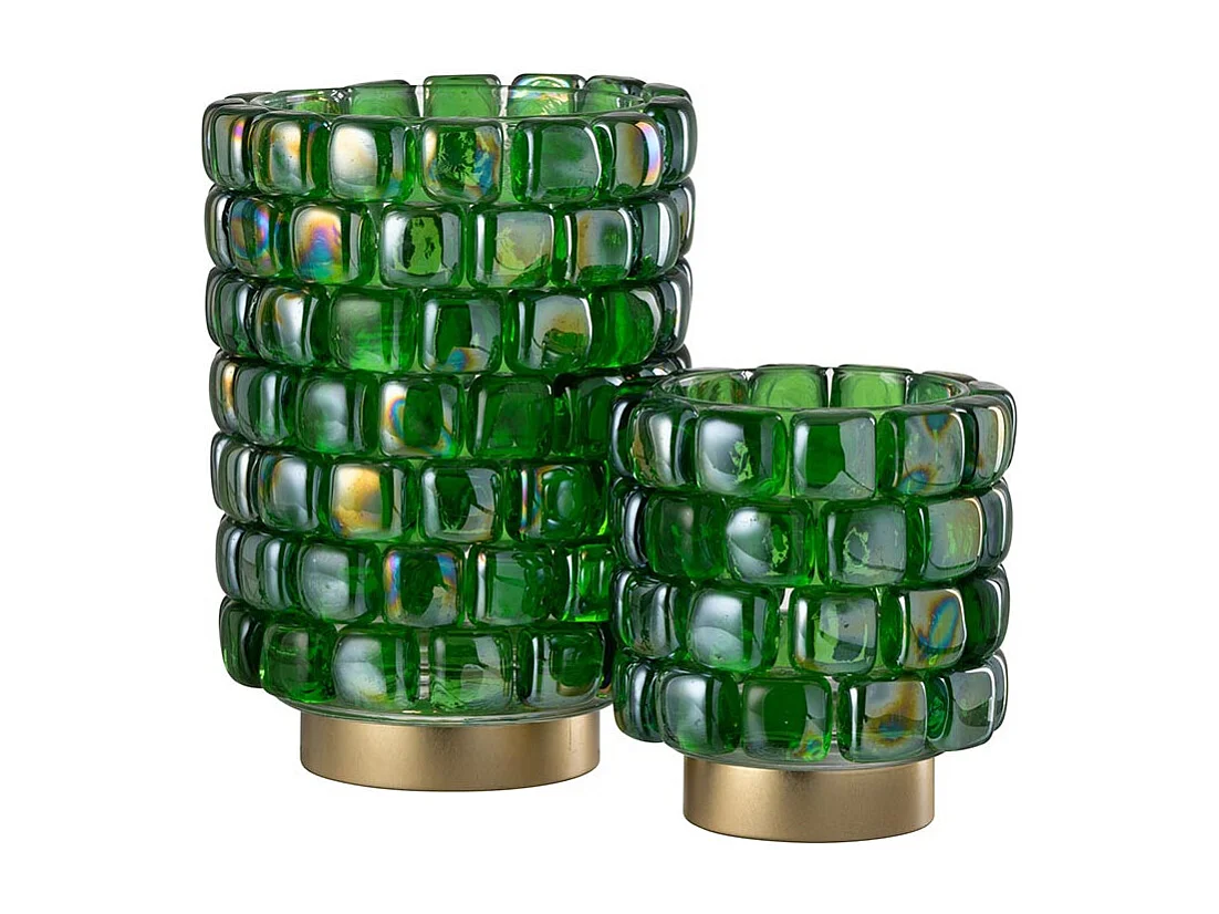 Photophore Mosaïque en Verre "Harlan" 20cm Vert