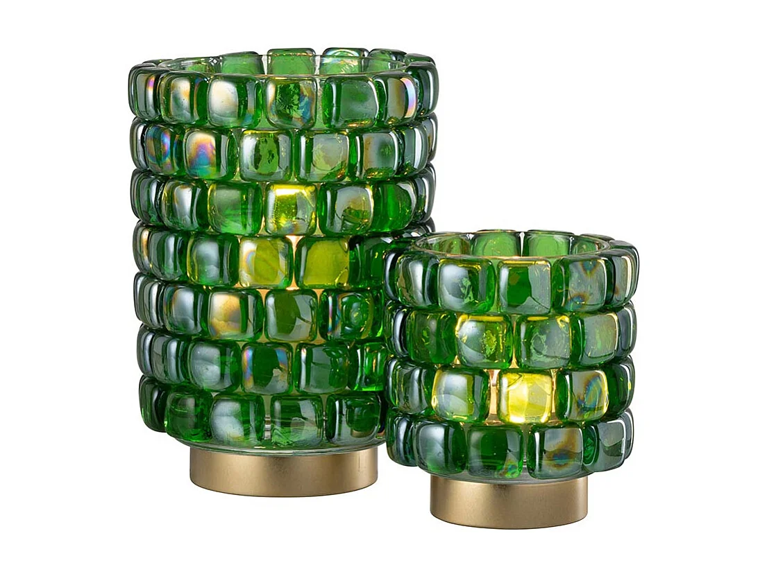 Photophore Mosaïque en Verre "Harlan" 20cm Vert