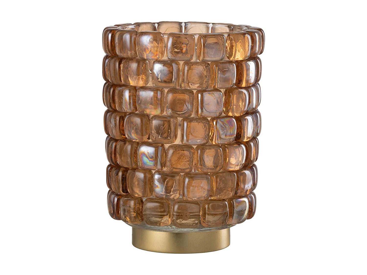 Photophore Mosaïque en Verre "Harlan" 20cm Cognac