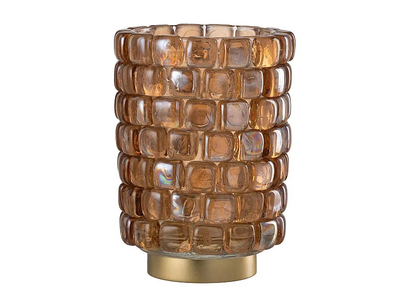 Photophore Mosaïque en Verre "Harlan" 20cm Cognac