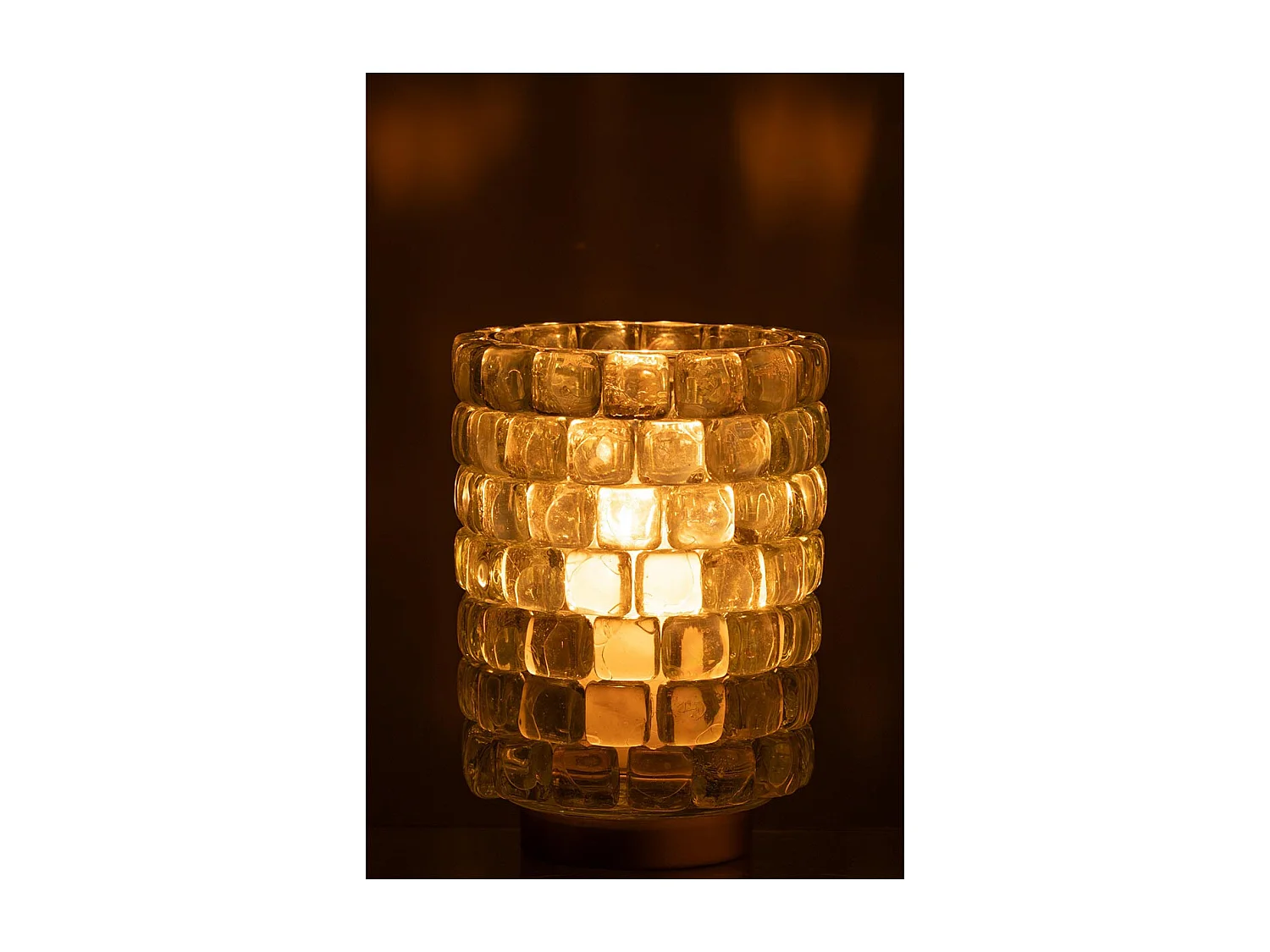 Photophore Mosaïque en Verre "Harlan" 20cm Transparent