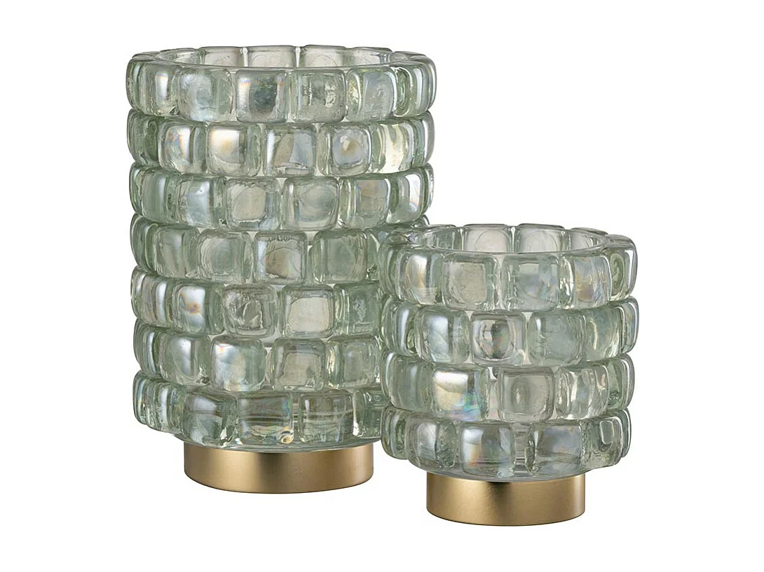 Photophore Mosaïque en Verre "Harlan" 20cm Transparent