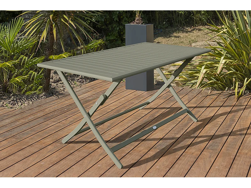 Table de jardin pliante en aluminium vert