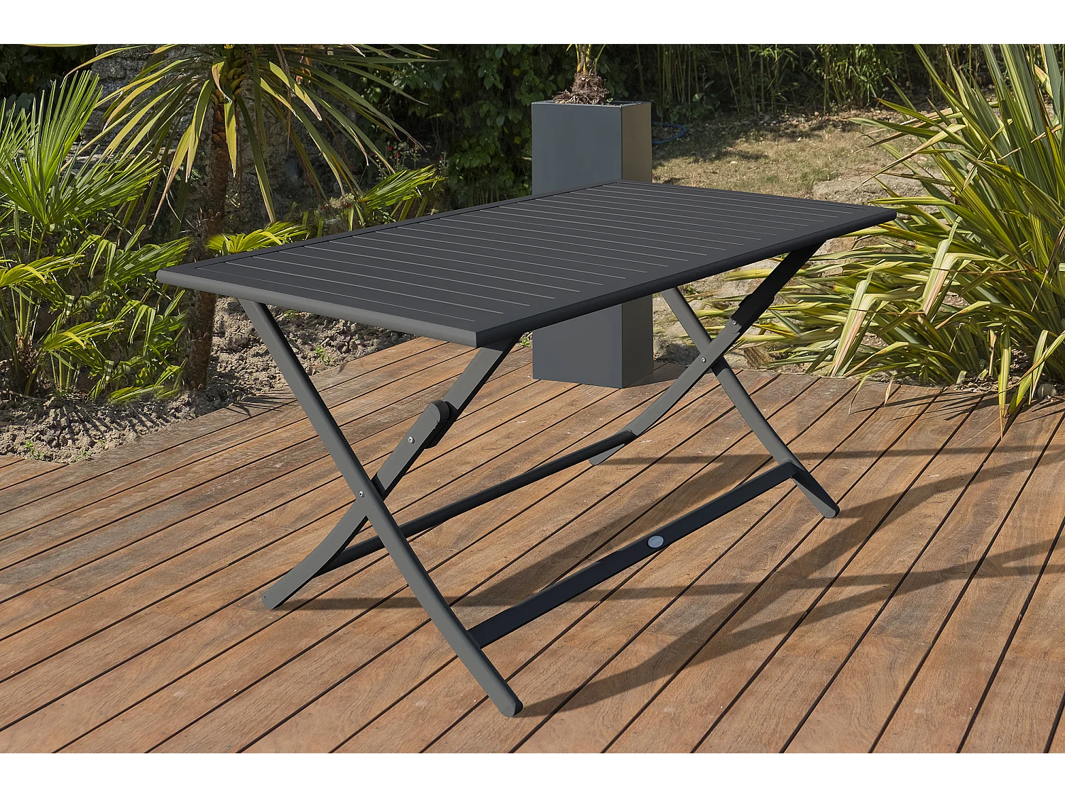 Table de Jardin Pliante "Marius" 140cm Gris Anthracite