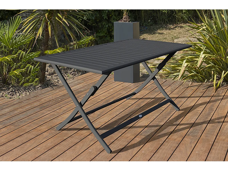 Table de Jardin Pliante "Marius" 140cm Gris Anthracite