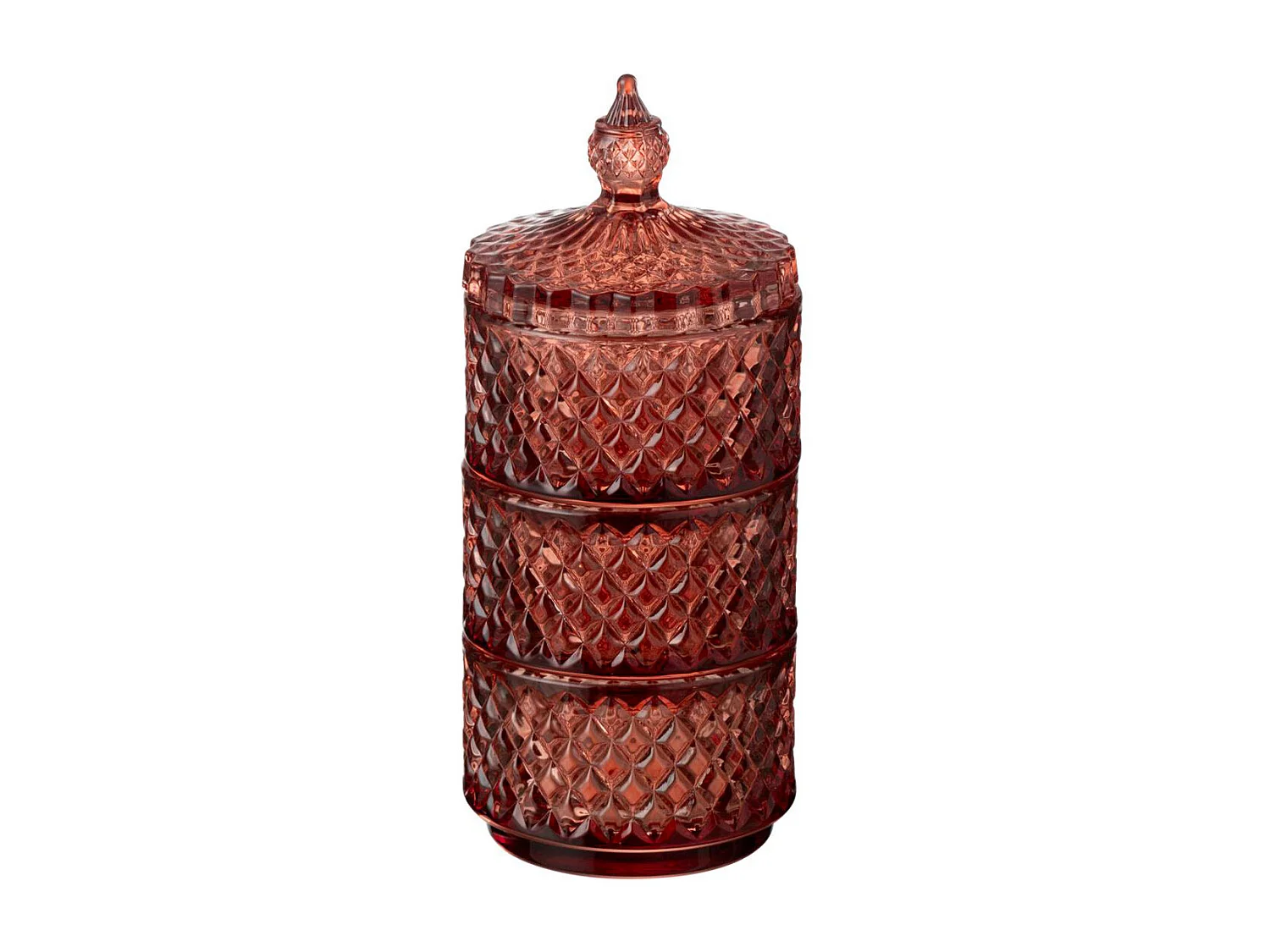 Boîte Déco en Verre "3 Étages" 20cm Orange