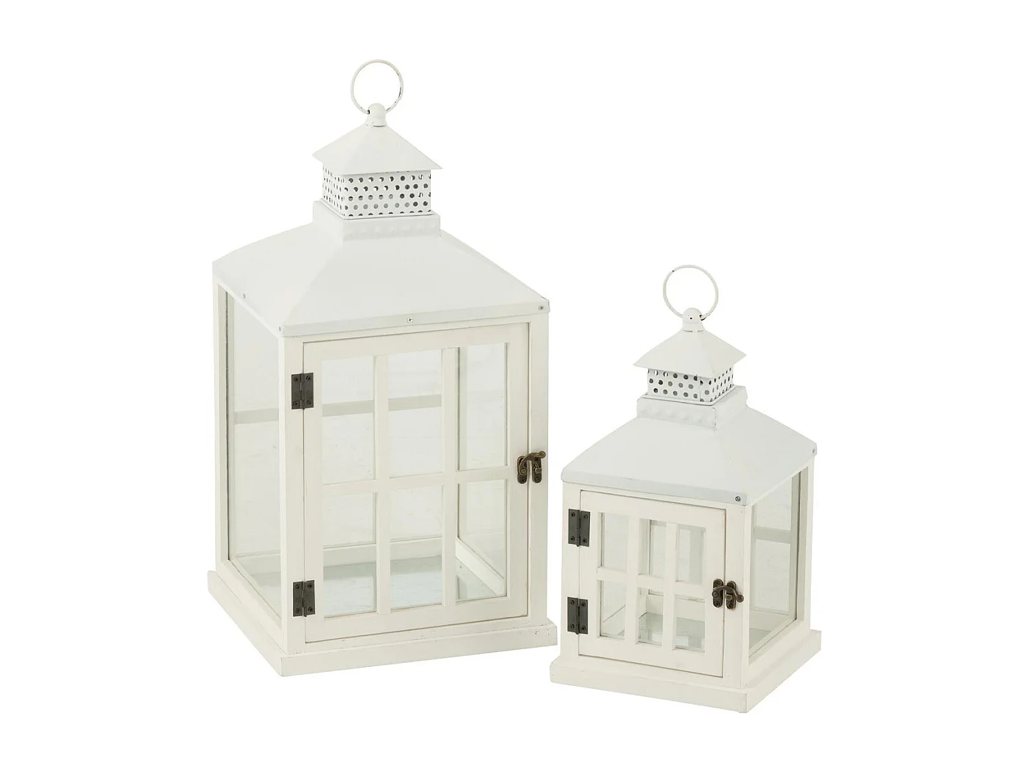 Lot de 2 Lanternes Maisons en Bois "Cocoon" 52cm Blanc