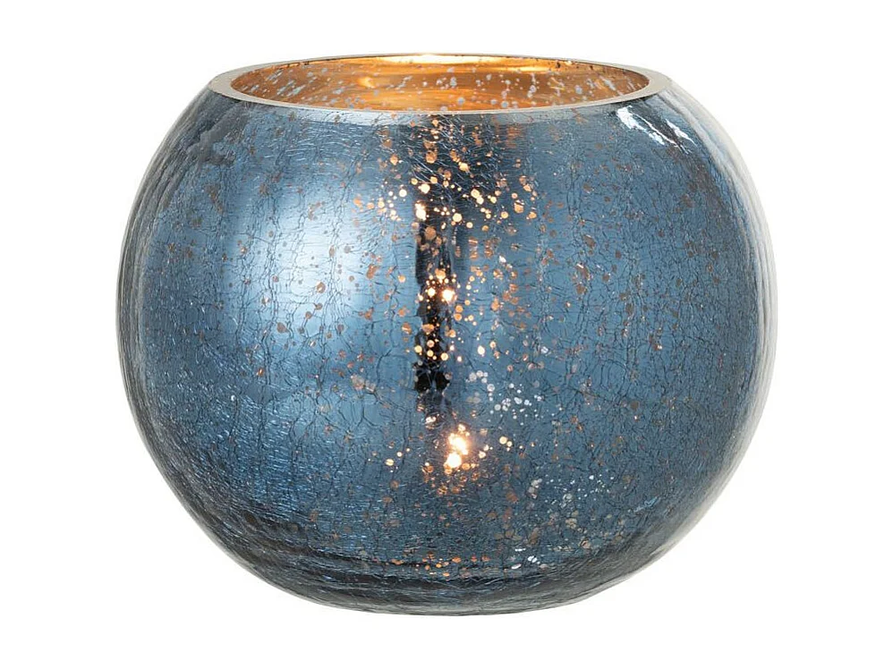 Photophore Boule en Verre "Nacré" 20cm Bleu