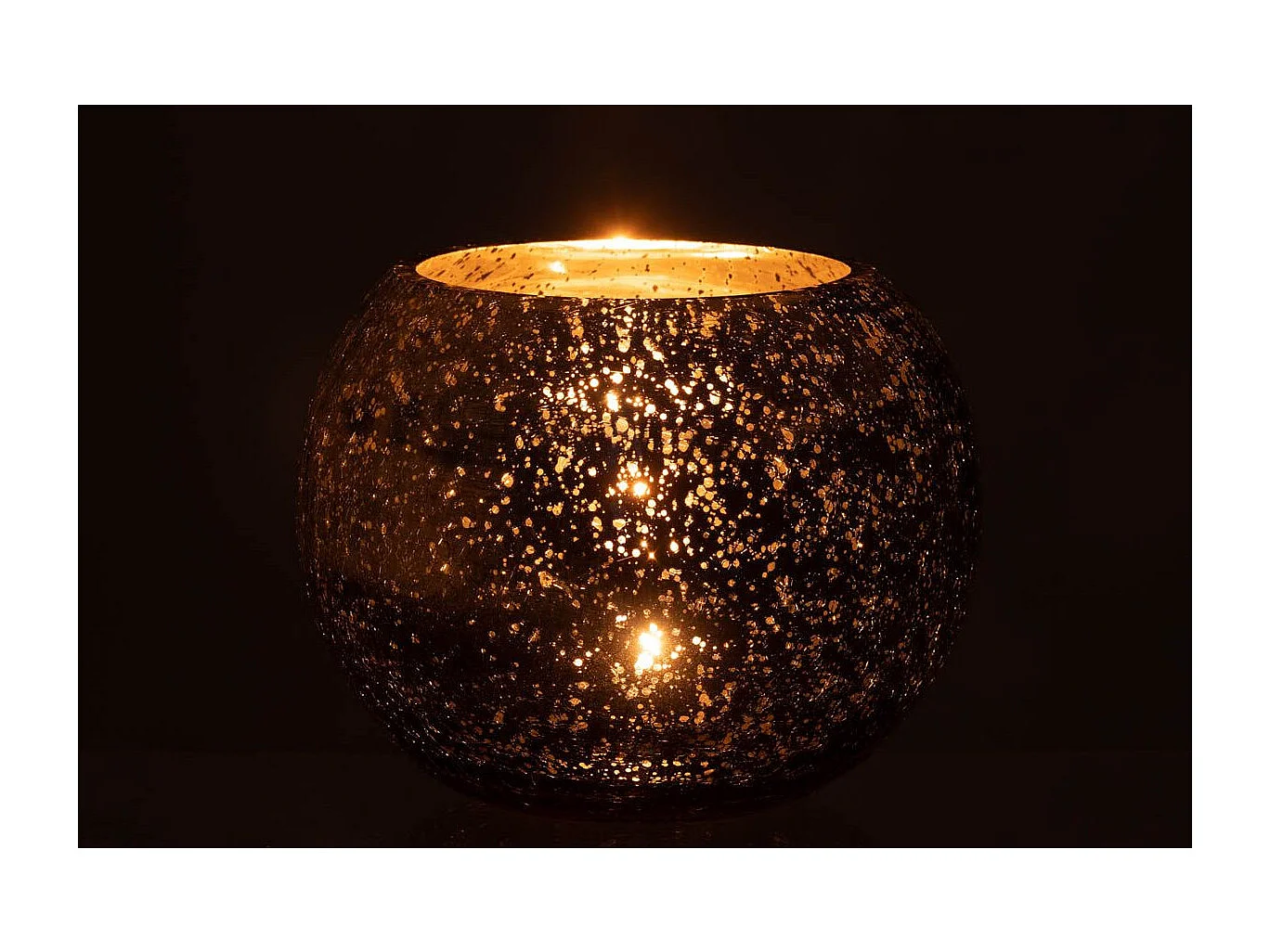 Photophore Boule en Verre "Nacré" 20cm Bleu