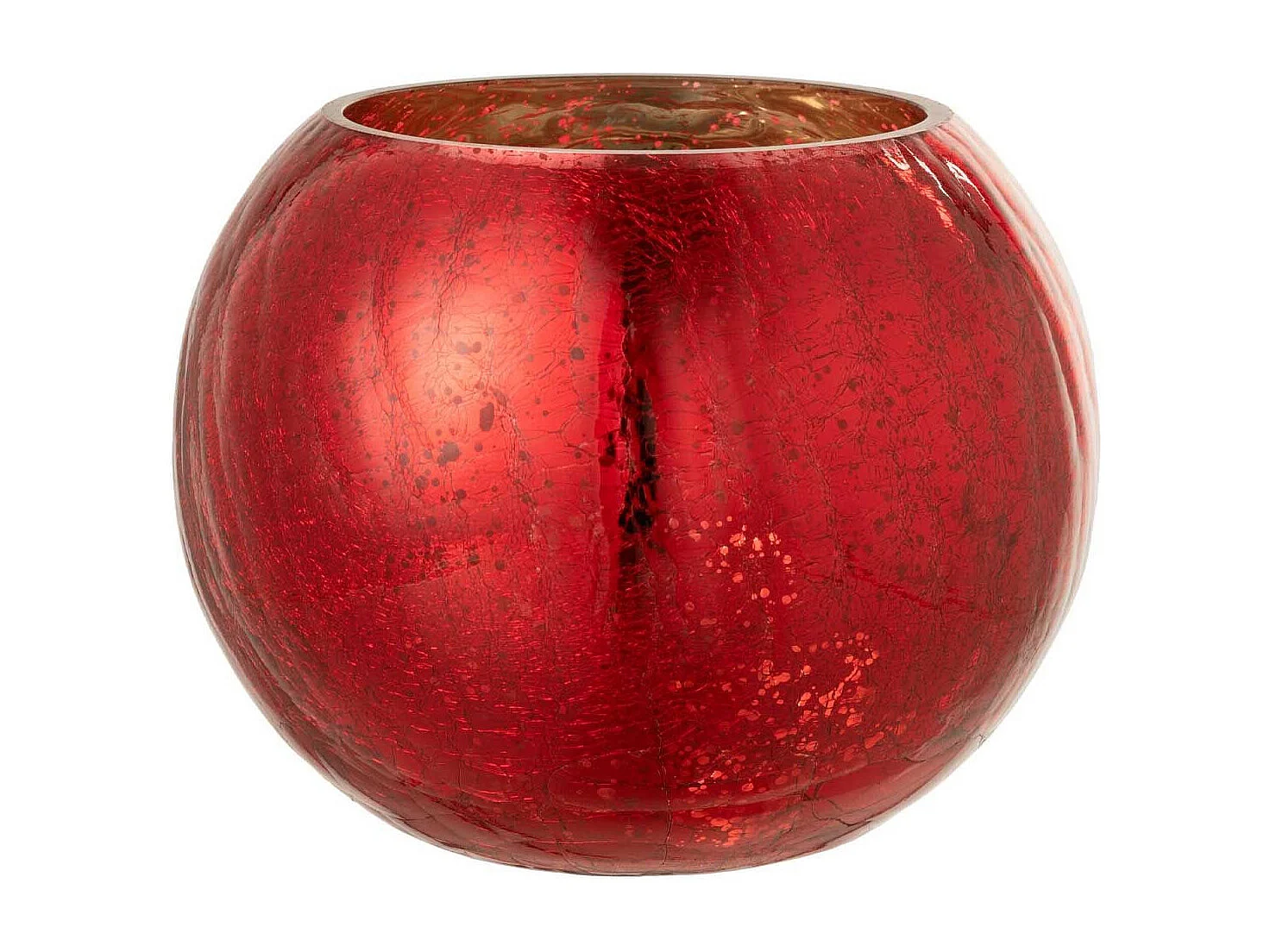 Photophore Boule en Verre "Nacré" 20cm Rouge