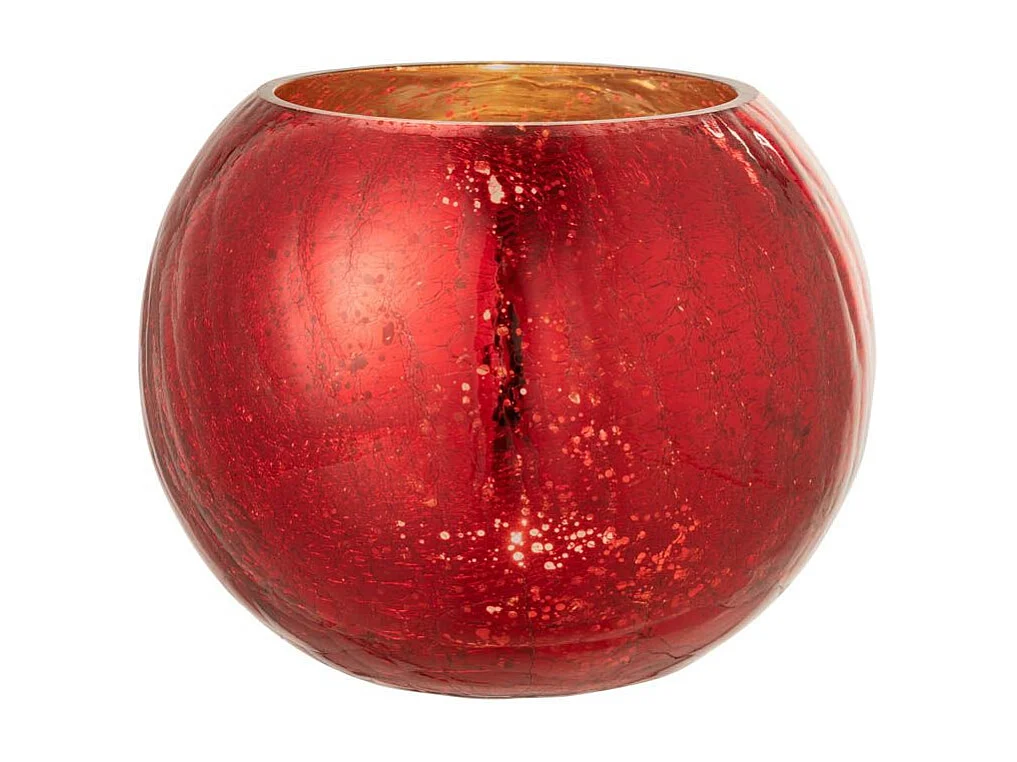 Photophore Boule en Verre "Nacré" 20cm Rouge