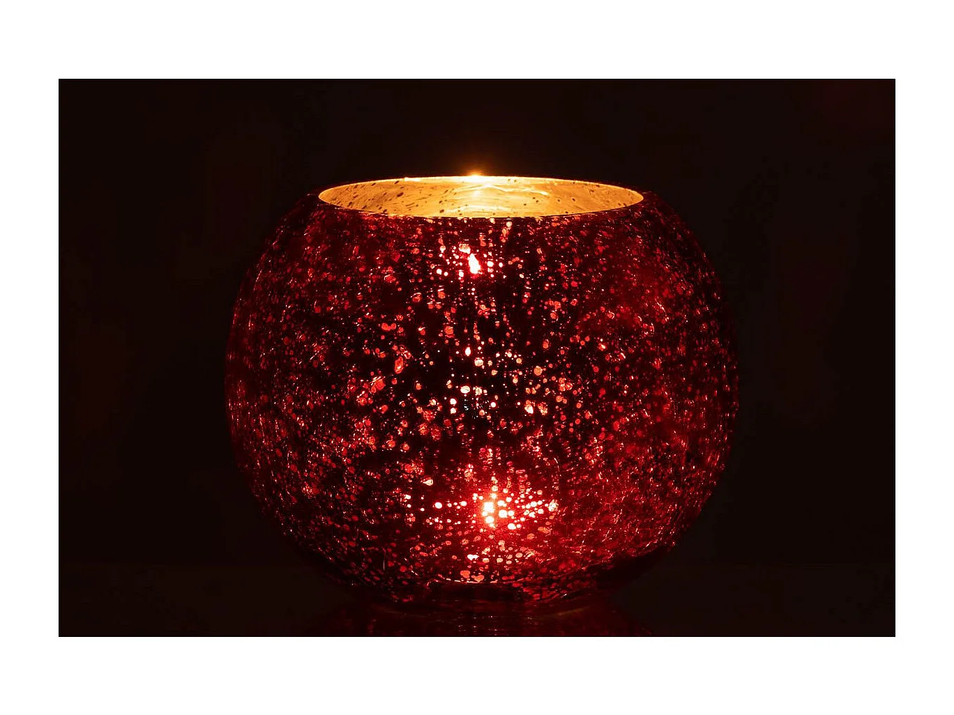 Photophore Boule en Verre "Nacré" 20cm Rouge