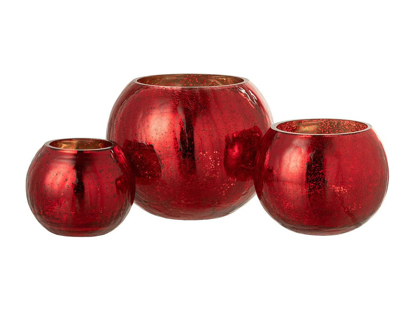 Photophore Boule en Verre "Nacré" 20cm Rouge