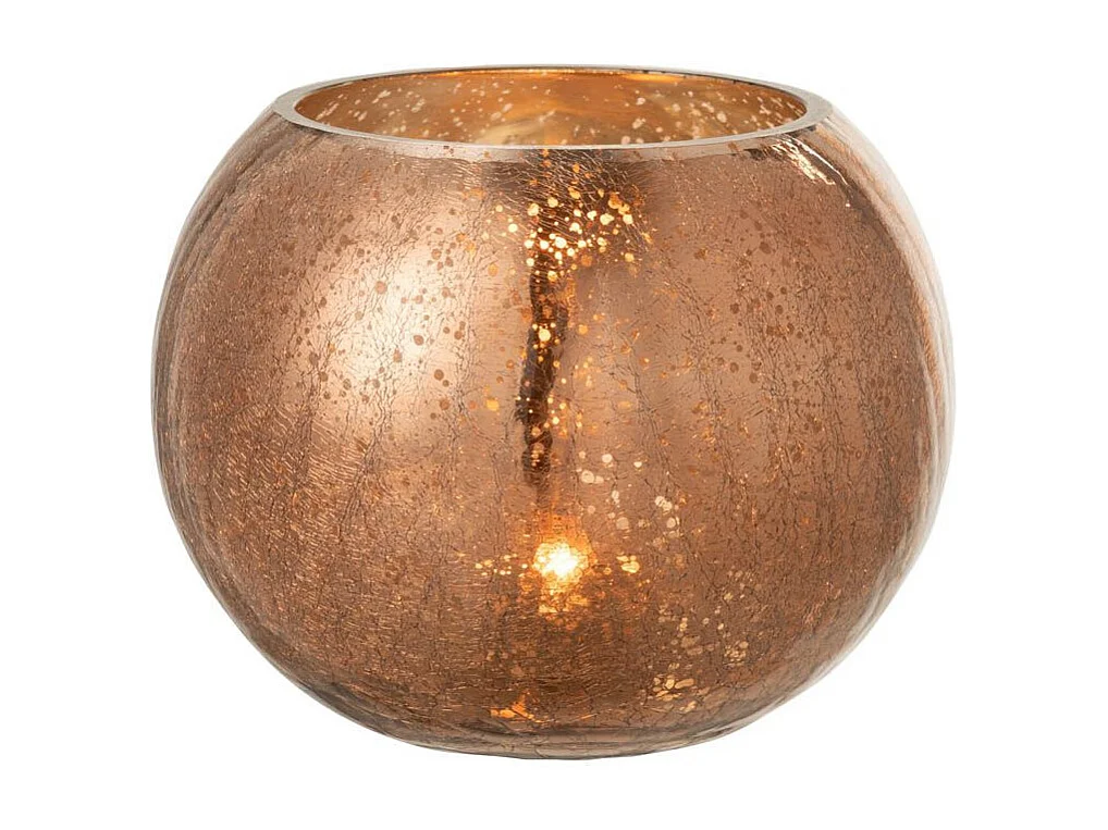 Photophore Boule en Verre "Nacré" 20cm Marron