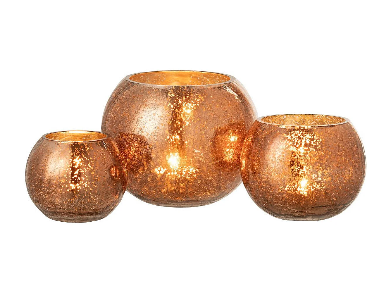 Photophore Boule en Verre "Nacré" 20cm Marron