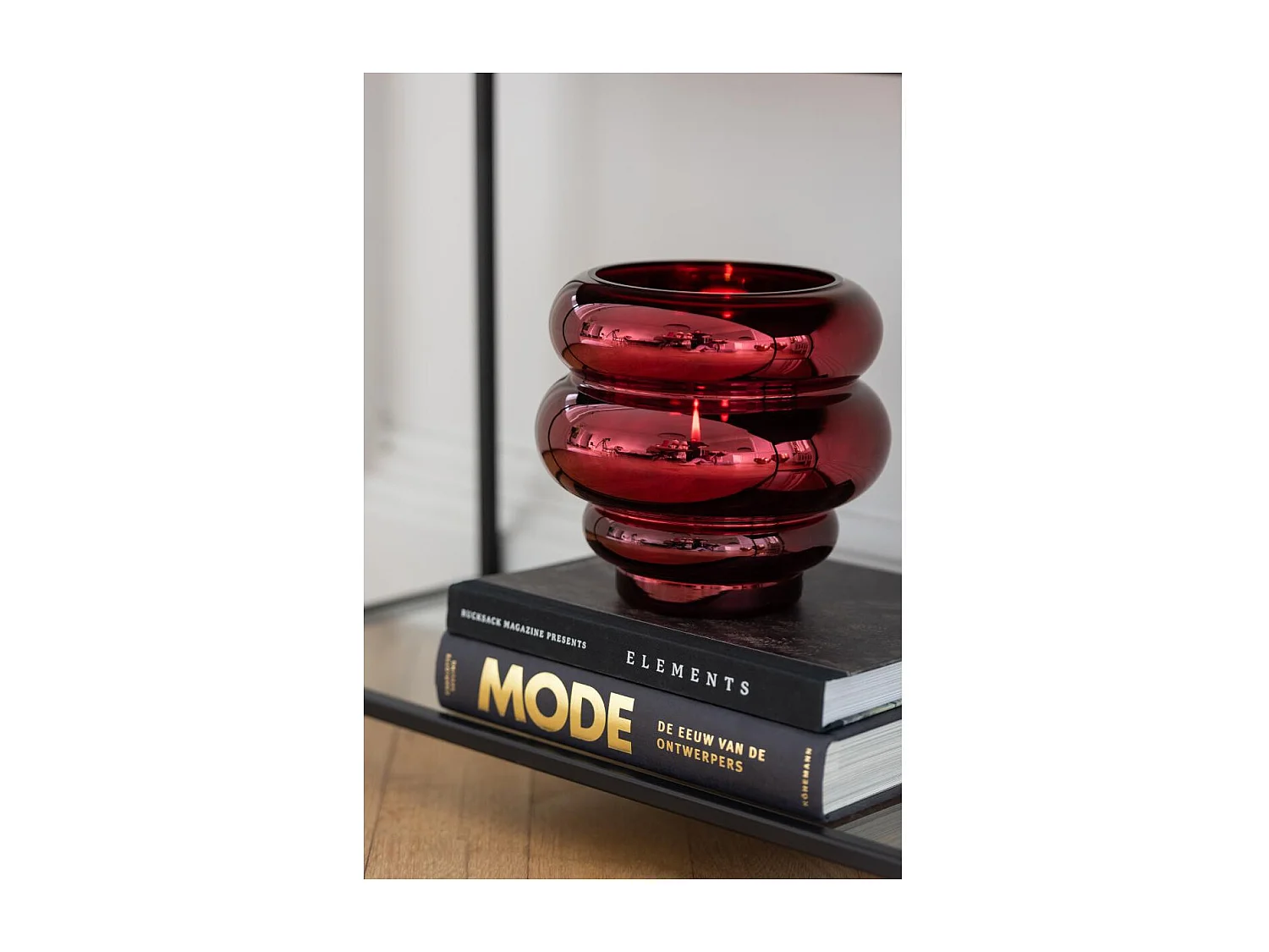 Photophore Design "Cléa" 20cm Rouge Foncé