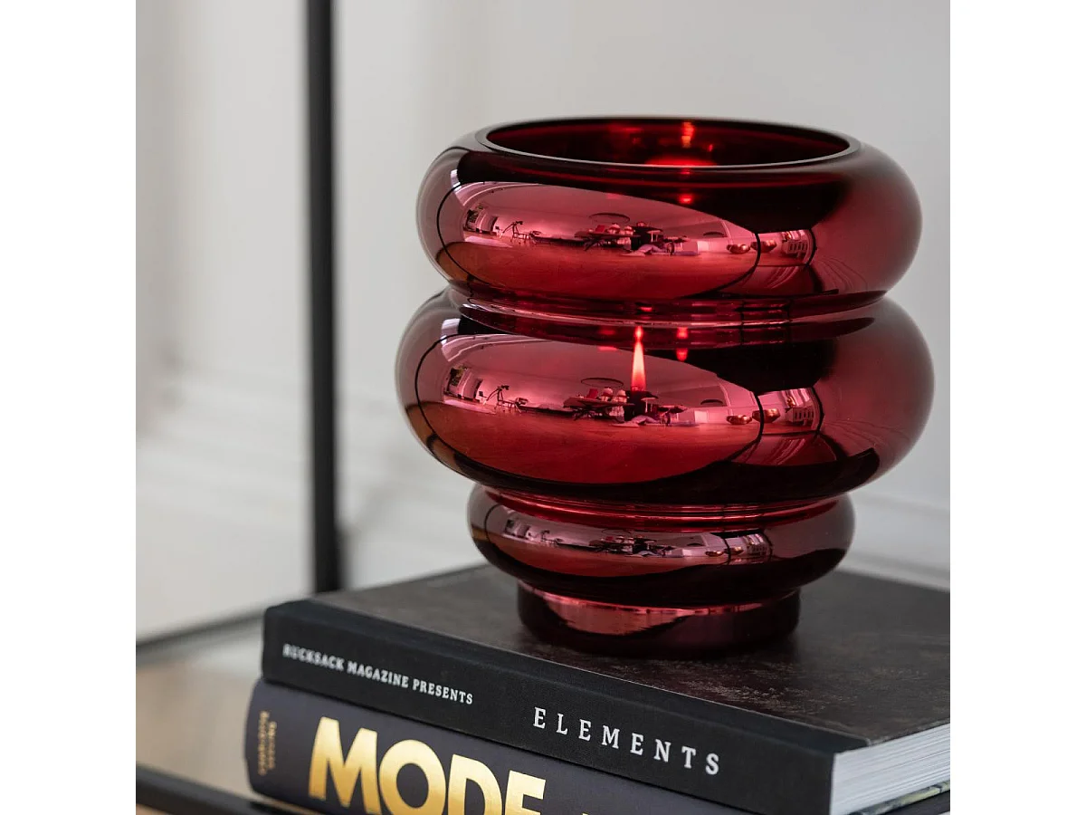 Photophore Design "Cléa" 20cm Rouge Foncé