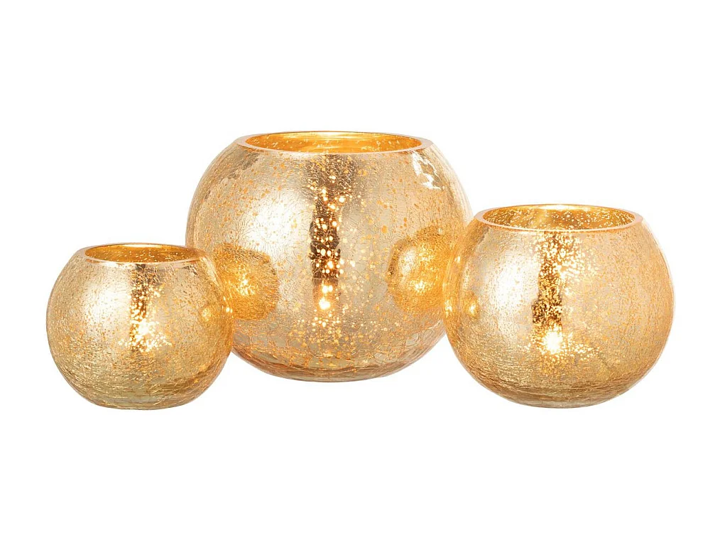Photophore Boule en Verre "Nacré" 20cm Or