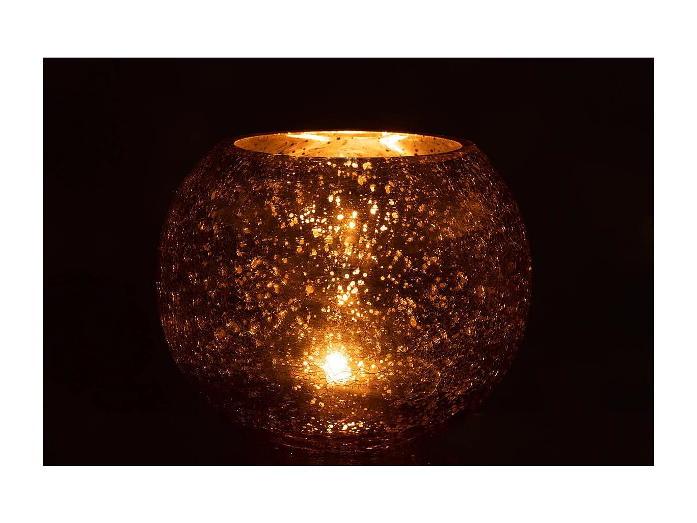 Photophore Boule en Verre "Nacré" 20cm Or