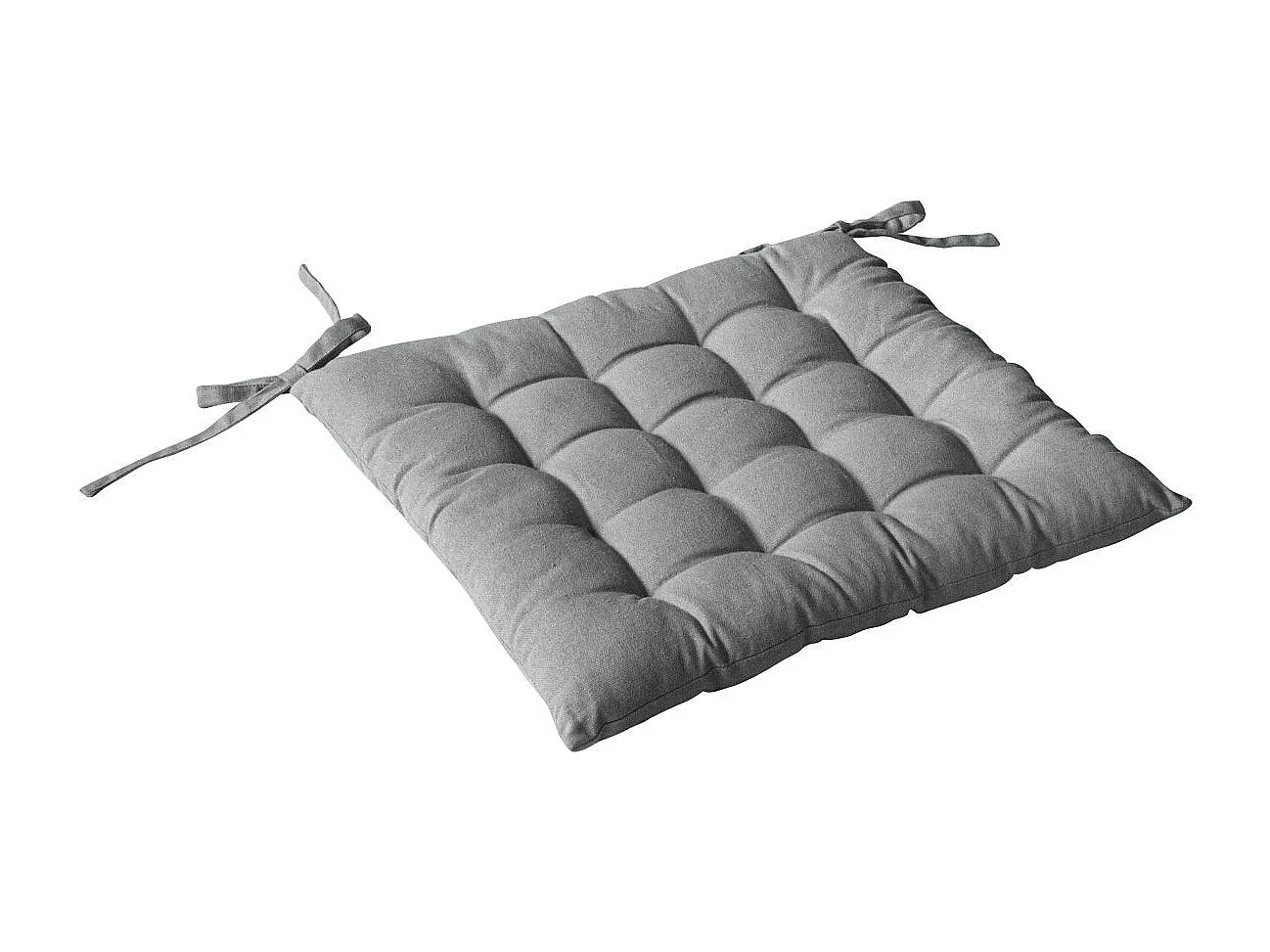 Galette de Chaise Piquée Uni "Panama" 38x38cm Gris Clair