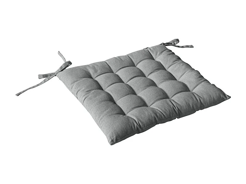 Galette de Chaise Piquée Uni "Panama" 38x38cm Gris Clair