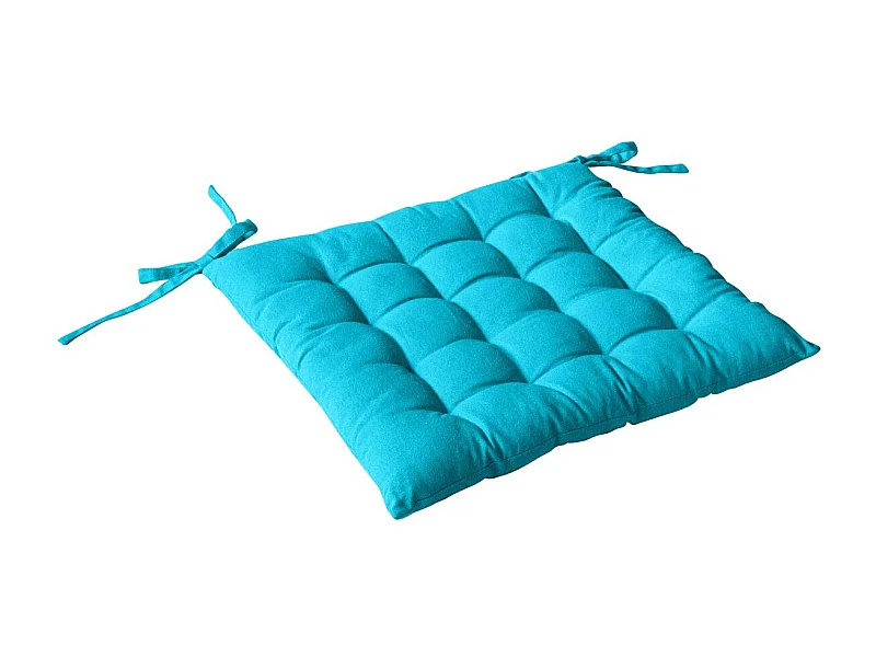 Galette de Chaise Piquée Uni "Panama" 38x38cm Turquoise