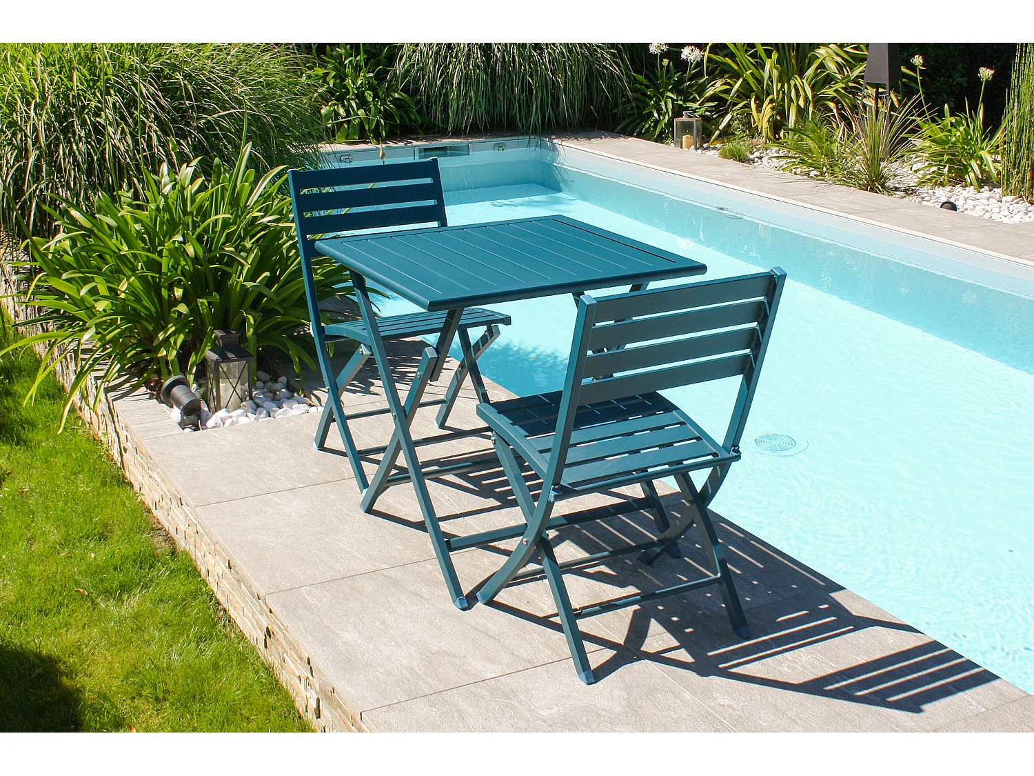 Chaise de Jardin Pliante "Marius" 82cm Bleu Canard