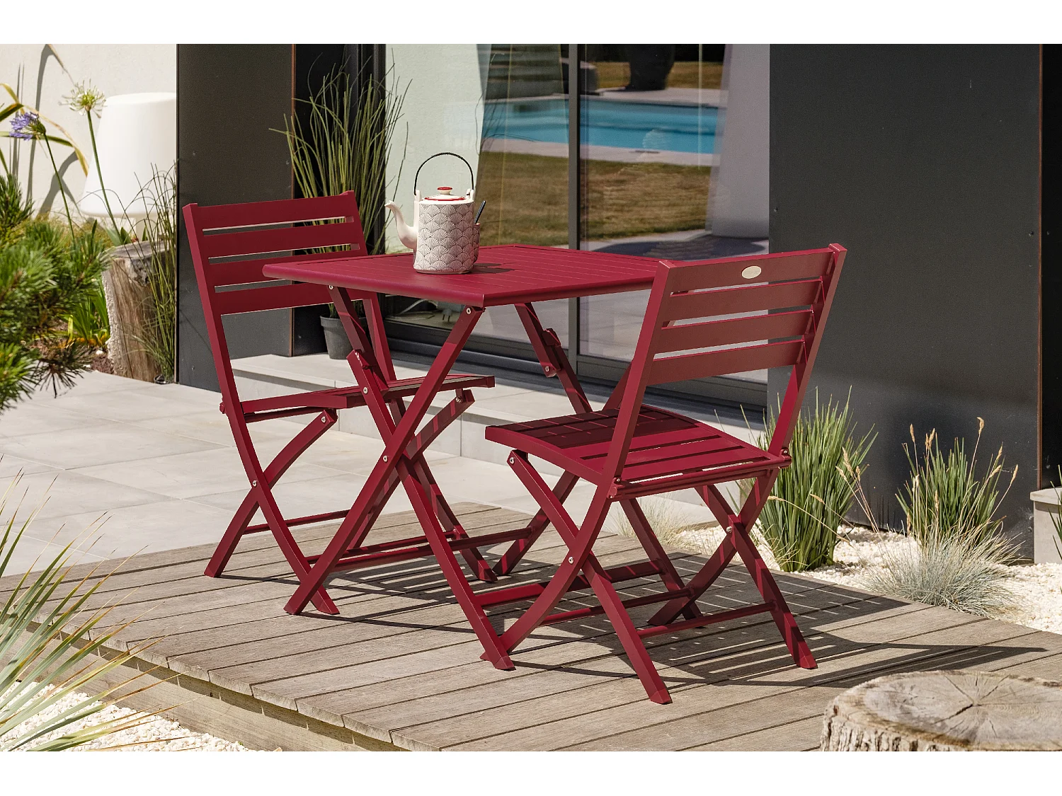 Chaise de Jardin Pliante "Marius" 82cm Rouge Carmin