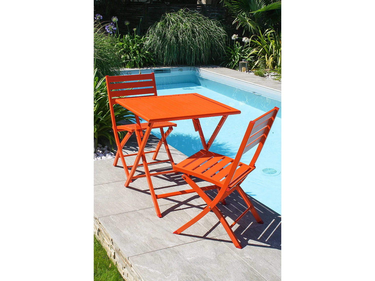 Klappbarer Gartenstuhl, Aluminium, orange