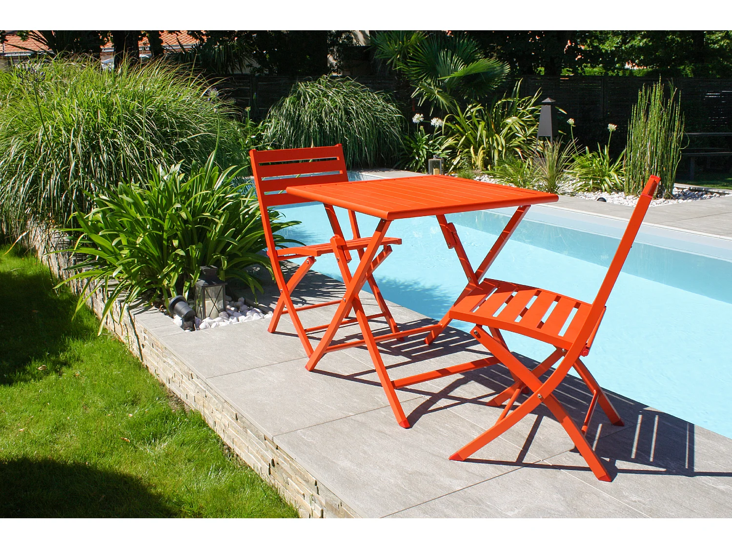 Klappbarer Gartenstuhl, Aluminium, orange