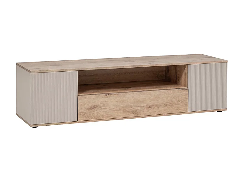 Meuble TV Rainuré "Catalina" 160cm Naturel