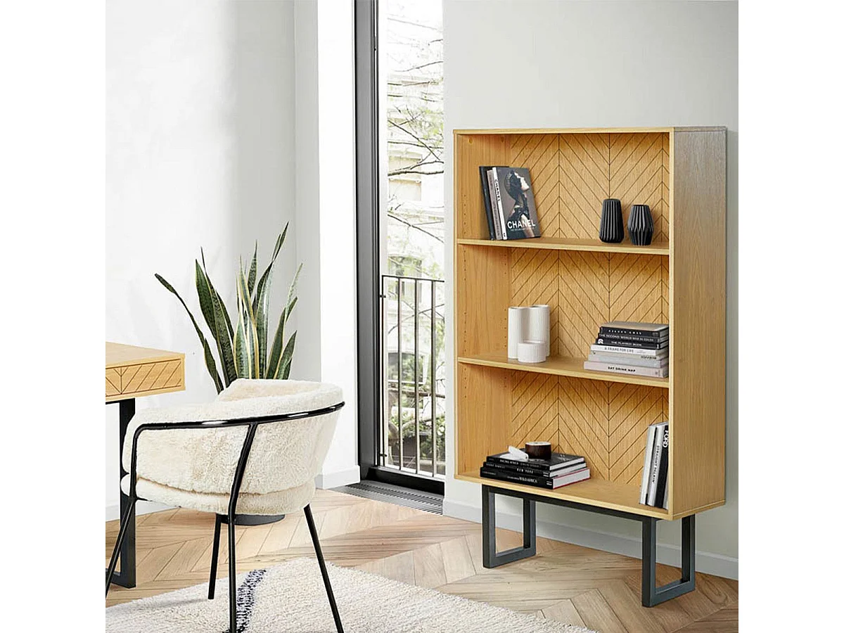 Bibliothèque 3 Niveaux "Camden" 150cm Naturel