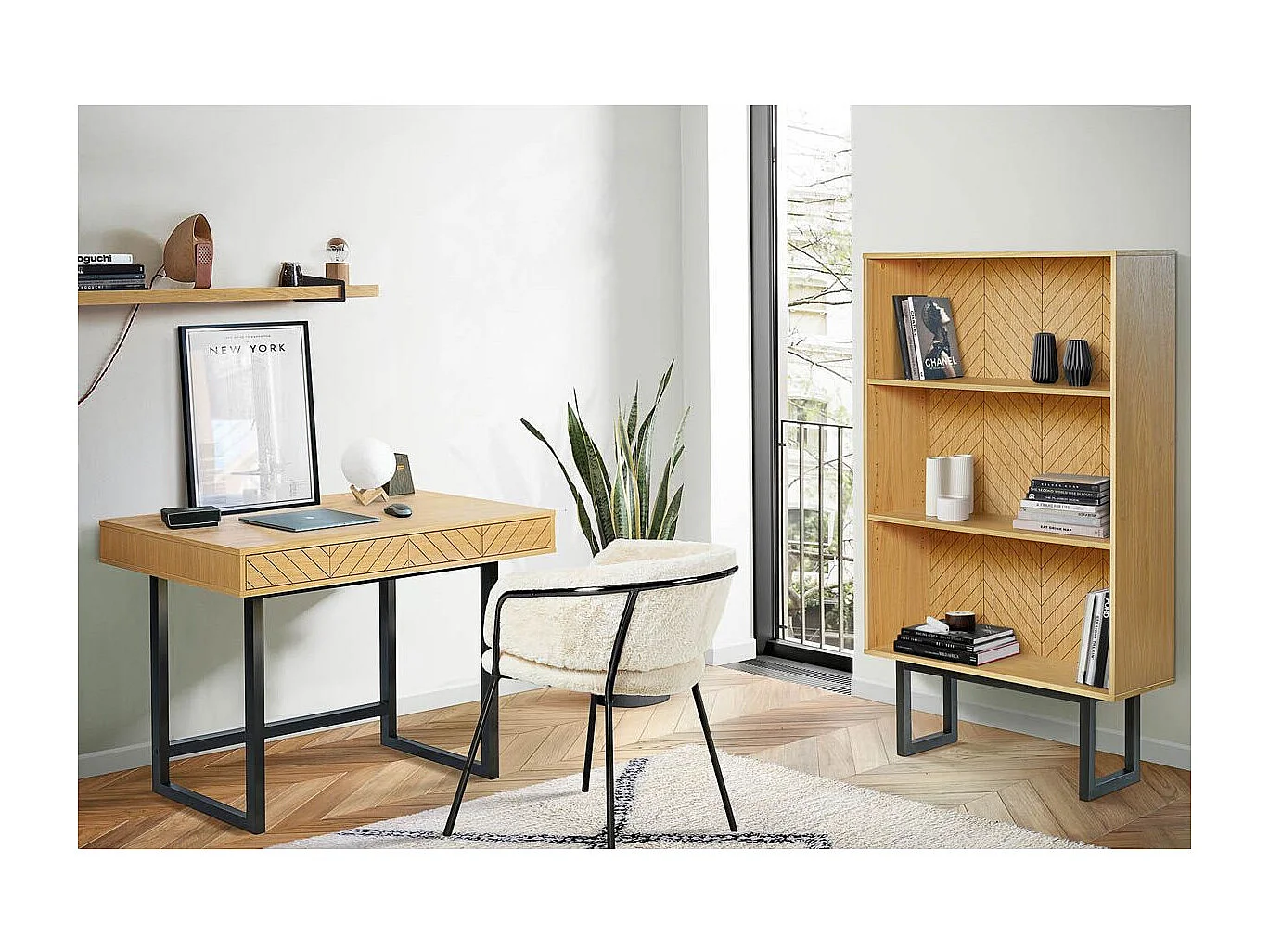 Bibliothèque 3 Niveaux "Camden" 150cm Naturel