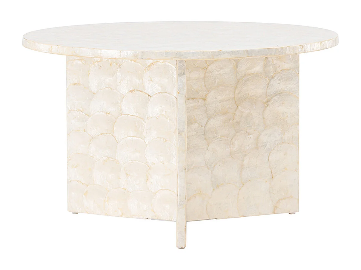 Table Basse en Capiz "Smogen" 70cm Beige