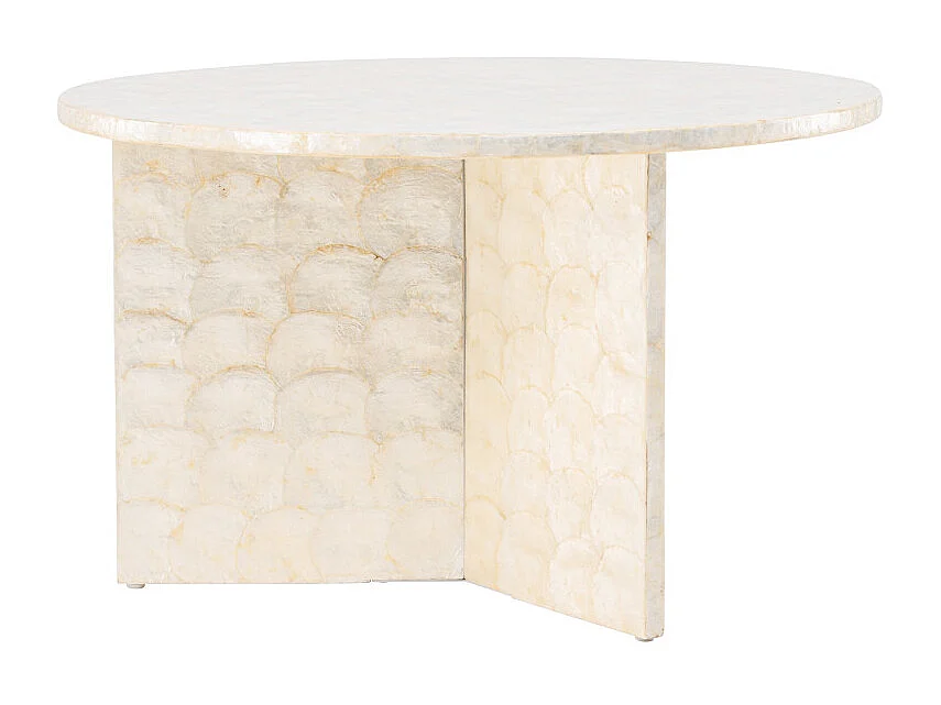 Table Basse en Capiz "Smogen" 70cm Beige