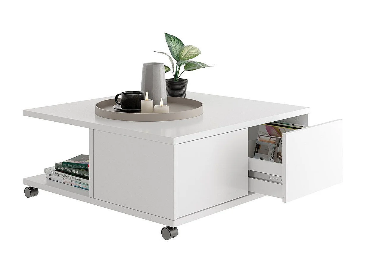 Table Basse Design "Volgan" 70cm Blanc