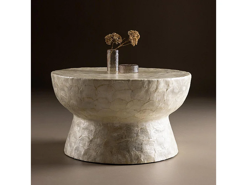 Table Basse en Capiz "Sandon" 70cm Beige