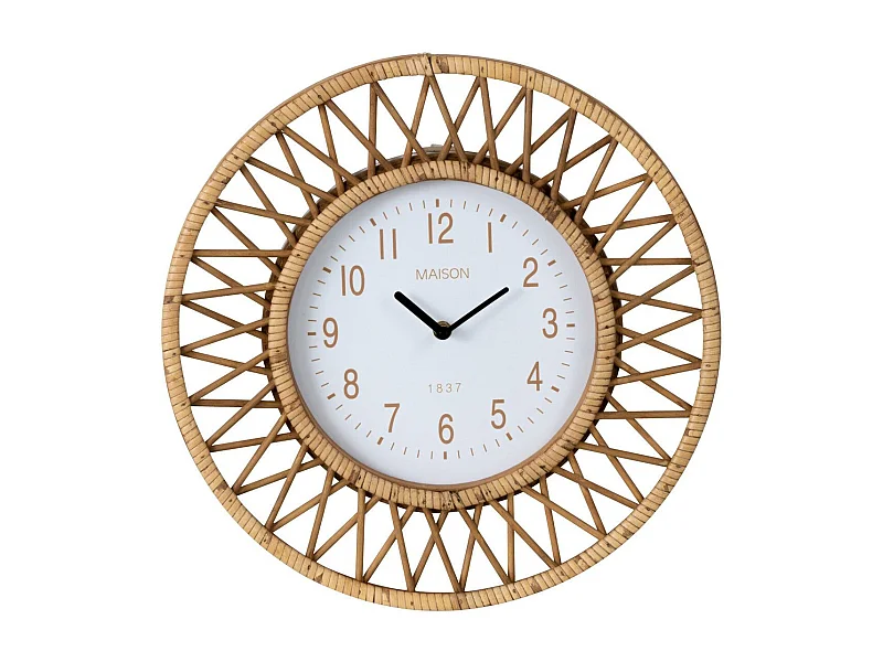 Horloge Murale en Rotin "Wonder" 40cm Naturel
