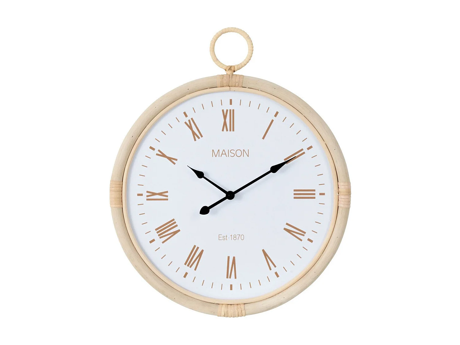 Horloge Murale en Rotin "Kyr" 48cm Blanc
